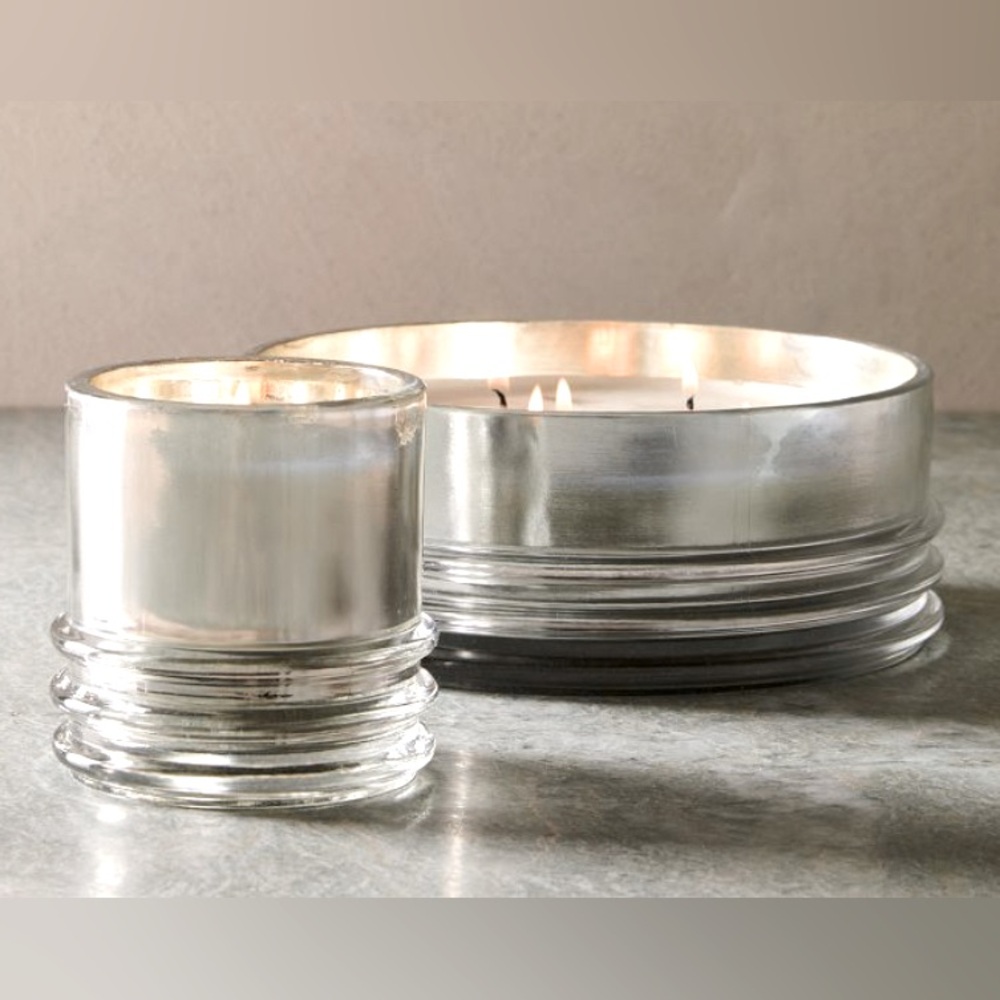 West Elm Metallic Silver Glass Candles - Balsam Fir - New